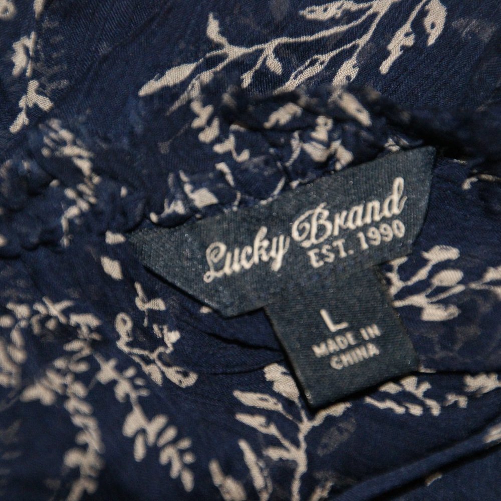 LUCKY BRAND 'Tossed Flower' Print Peasant Top sz L - Picture 9 of 13